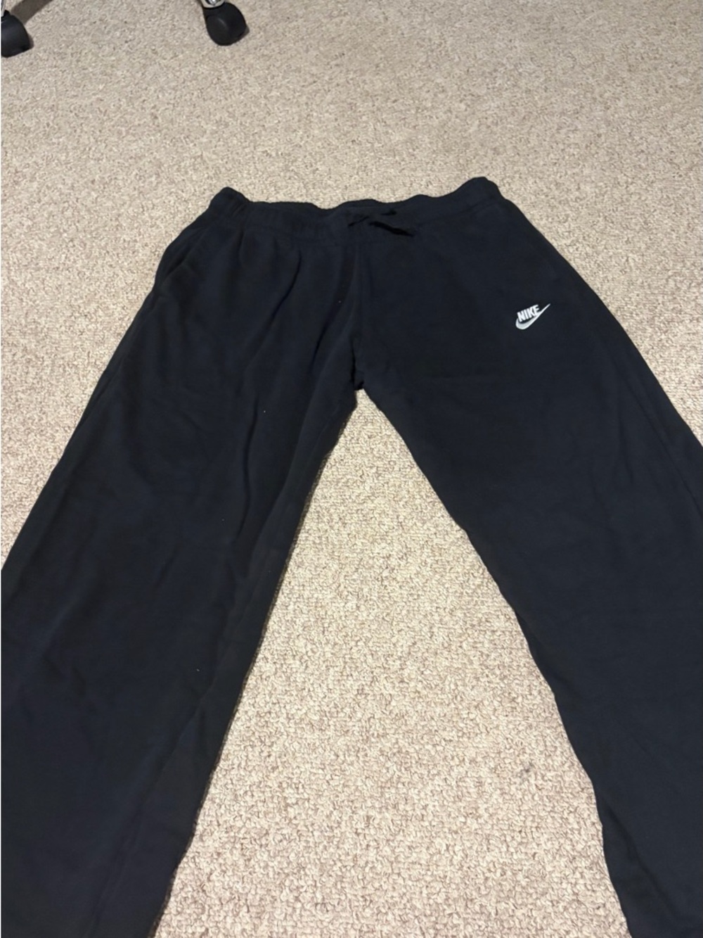 Nike Black Wide Leg Sweatpants with White Swoosh